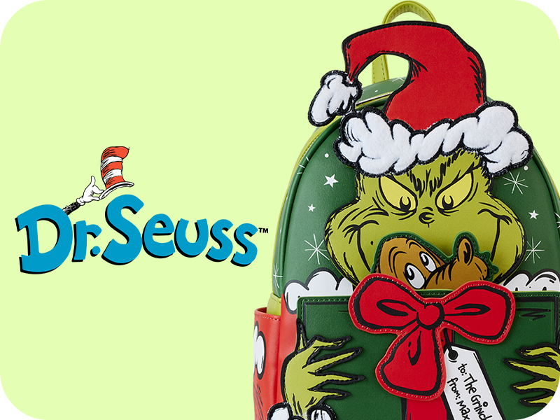 Loungefly Dr. Seuss How the Grinch Stole Christmas Grinch & Max Figural  Mini Backpack