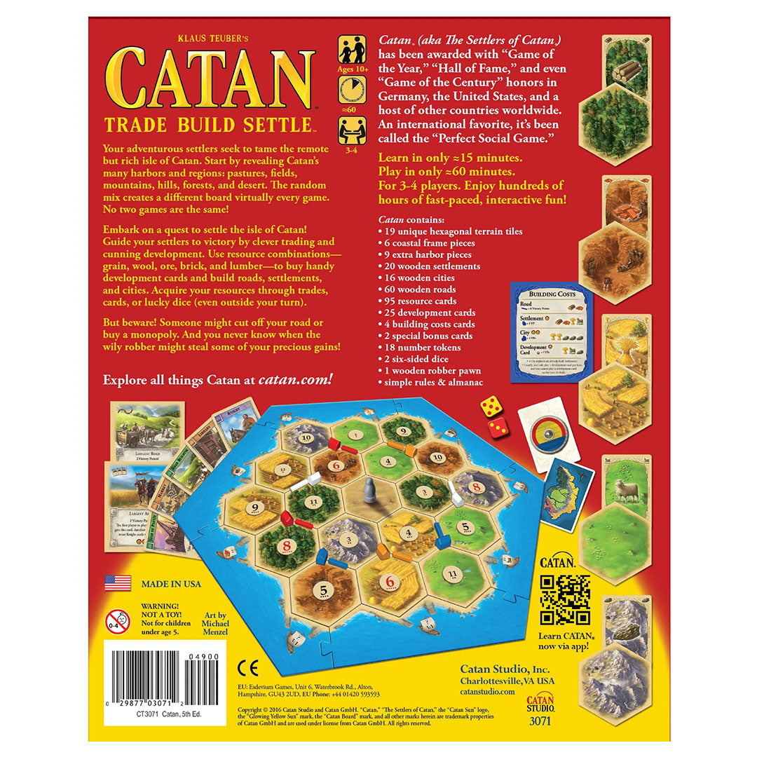 Catan Base Game Strategy Board Game - Back of box