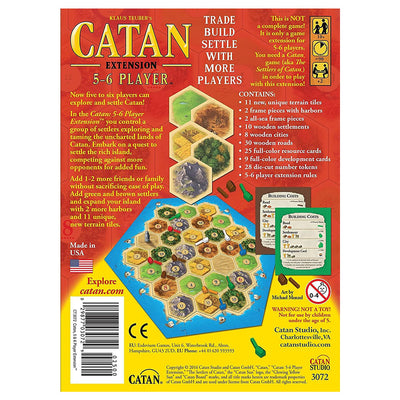 Catan 5-6 Player Extension Strategy Board Game - Back of box