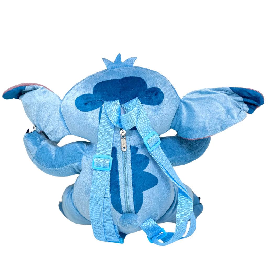 Accessory Innovations Disney Lilo and Stitch 15" Stitch Plush Backpack - Back of Lilo and Stitch Backpack with Blue Straps and Zipped Compartment