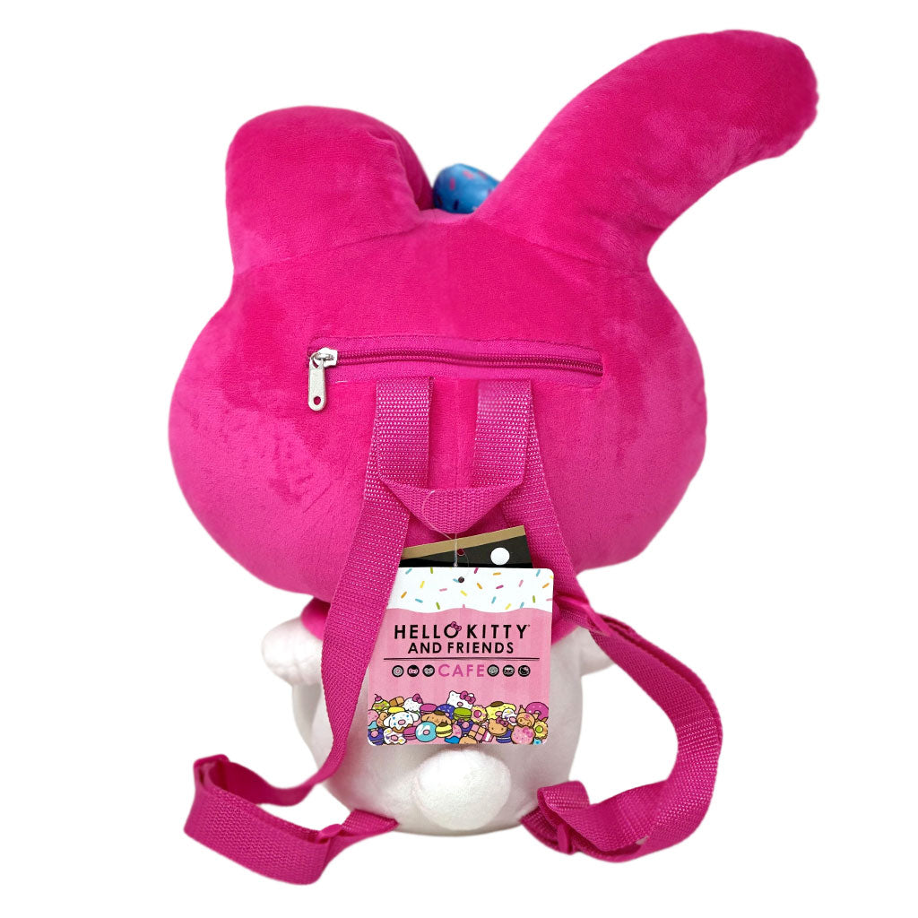 Accessory Innovations Sanrio 14" My Melody Plush Backpack - Back of Sanrio My Melody Backpack with Pink Straps