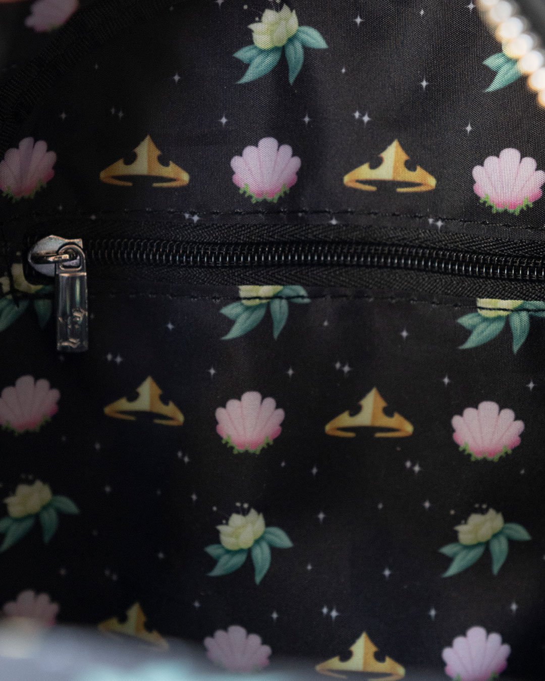 Loungefly Disney Princesses vs Villains Triple Pocket Mini Backpack - 707 Street Exclusive - Real photo of interior lining