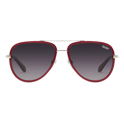 Quay Women's All In Mini Small Retro Aviator Sunglasses - Brown Frame/Smoke Polarized Lens - Front