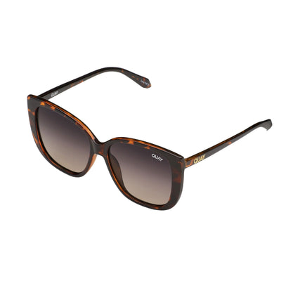 Quay Women's Ever After Oversized Cat Eye Sunglasses - Tortoise Frame/Smoke Taupe Lens - 3/4 Angle
