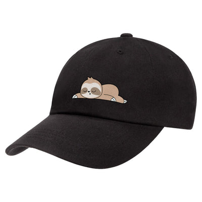 707 Street Furry Friends Embroidered Baseball Dad Hat - Sleeping Sloth Side Cap View