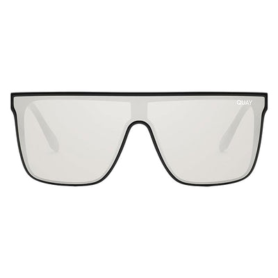 Quay Women's Nightfall Flat Top Shield Sunglasses - Black Frame/Silver Lens  - front