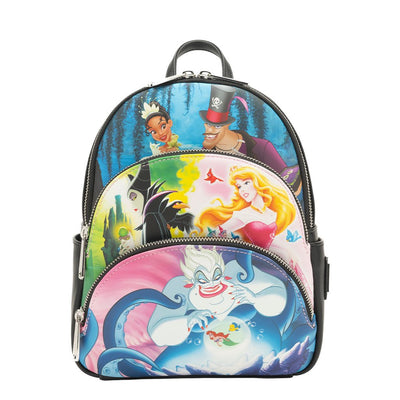 Loungefly Disney Princesses vs Villains Triple Pocket Mini Backpack - 707 Street Exclusive - Front