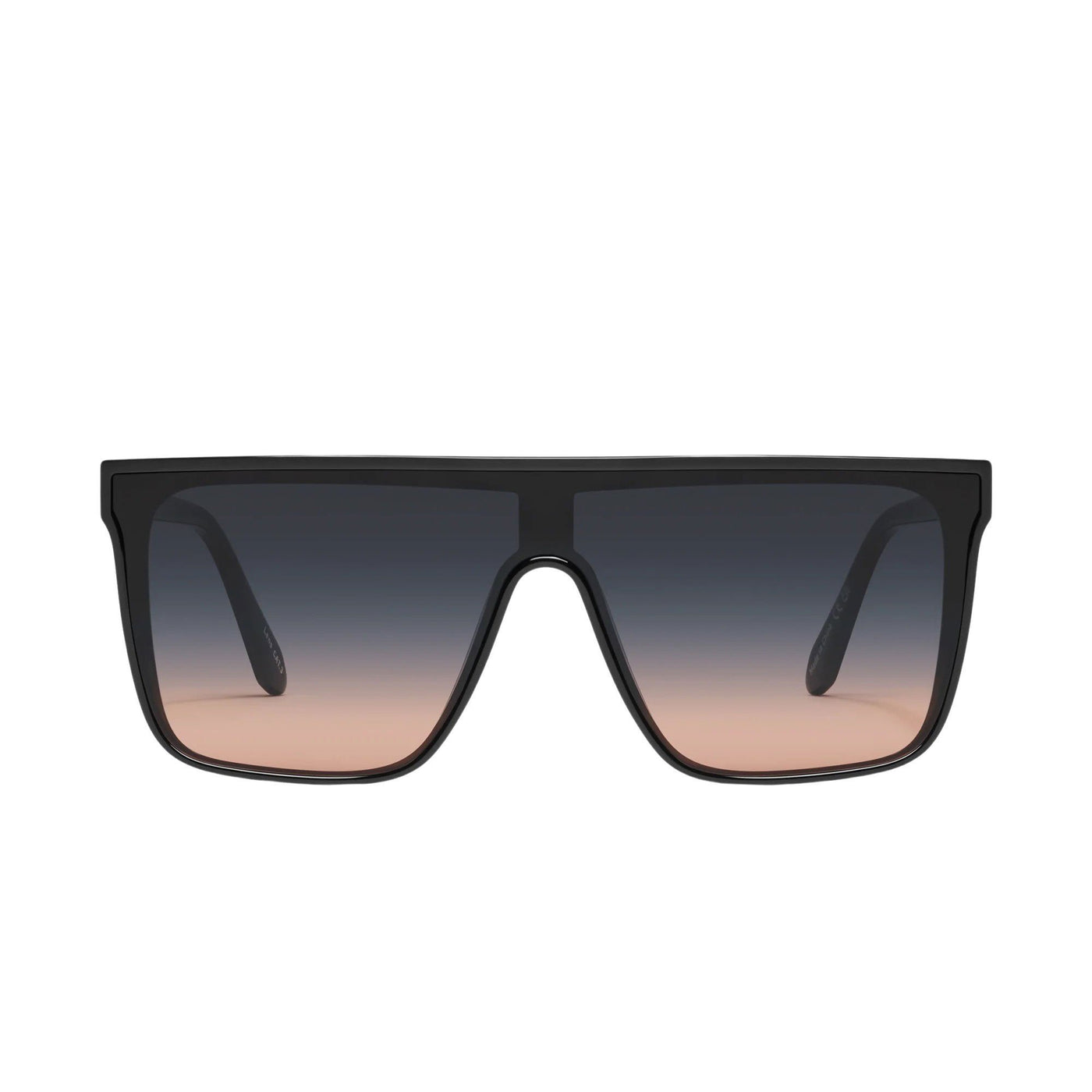 Quay Women's Nightfall Flat Top Shield Sunglasses - Black Frame/Black Fade to Coral Lens - front