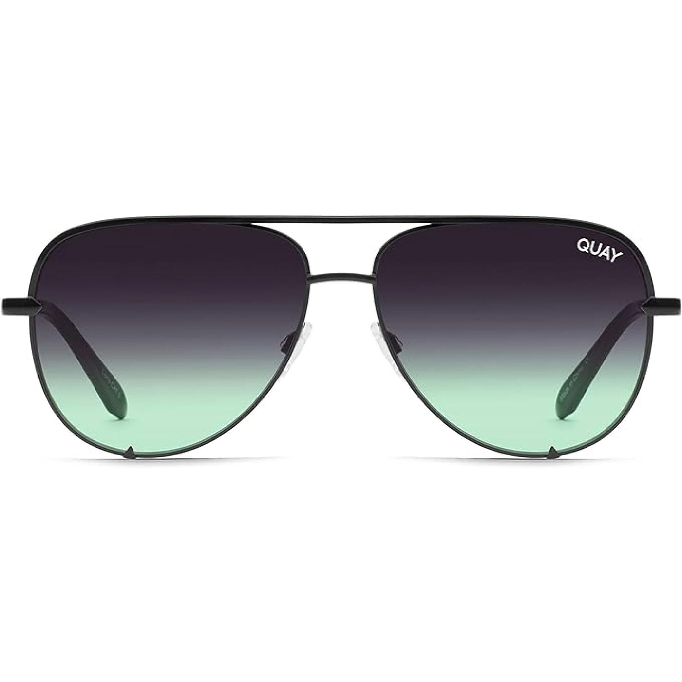 Quay Unisex High Key Mini Classic Aviator Sunglasses - Black Frame/Black Mint Fade - Front