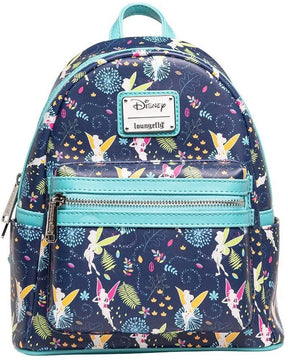 Loungefly Disney Tinkerbell Glow in the Dark Allover Print Mini Backpack w/ Teal Straps - 707 Street Exclusive