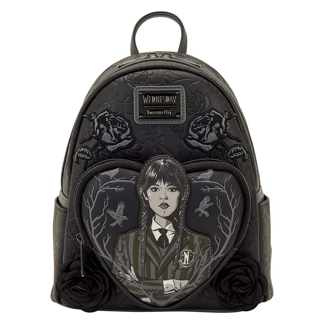 Loungefly MGM Wednesday Black Roses Mini Backpack – 707 Street display picture 1