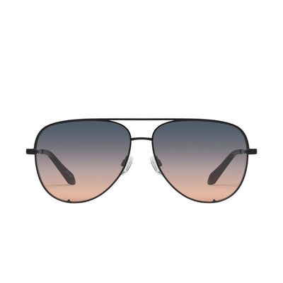 Quay Unisex High Key Classic Aviator Sunglasses - Black Frame/Smoke to Coral Lens - Front