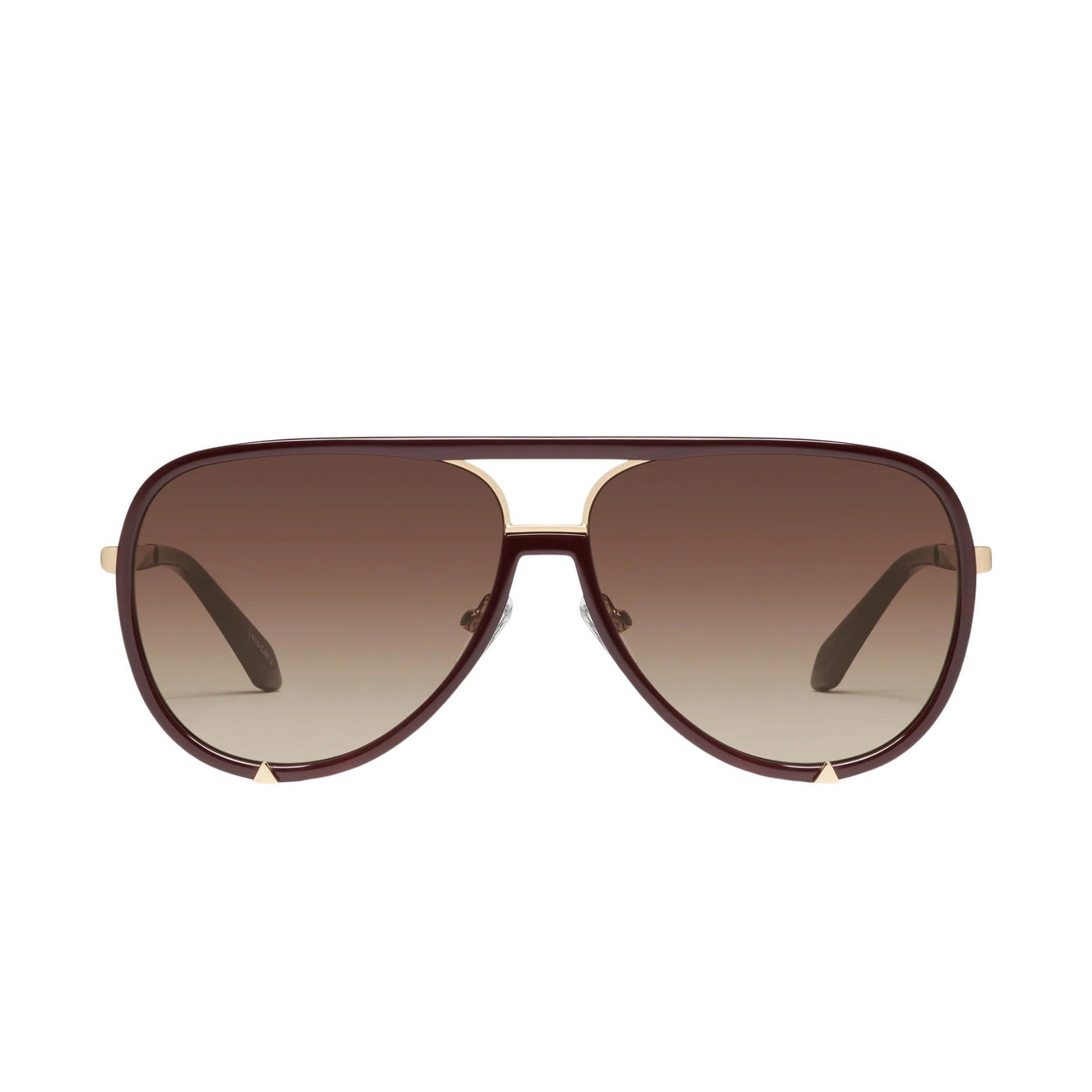 Quay Women's Coffee Run Oversized Round Cat Eye Sunglasses - Espresso Frame/Brown Lens - front