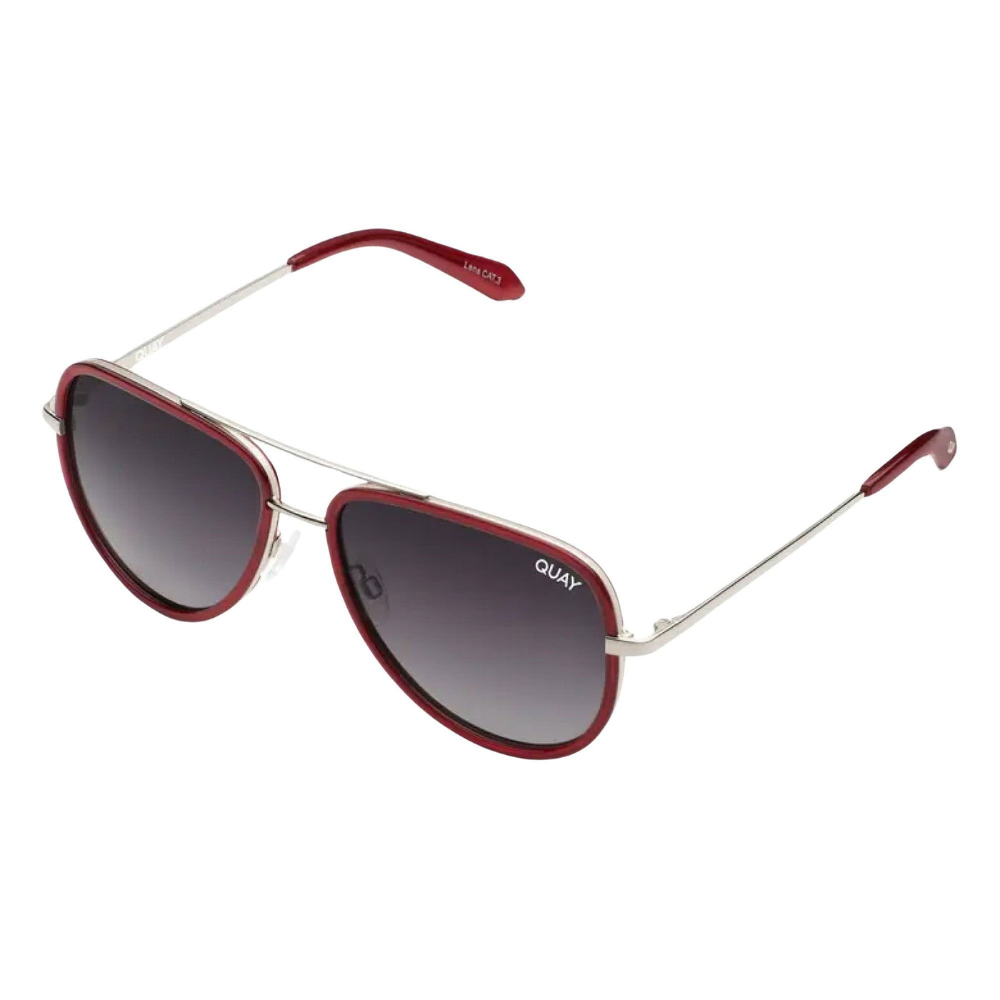 Quay Women's All In Mini Small Retro Aviator Sunglasses - Brown Frame/Smoke Polarized Lens - 3/4 angle