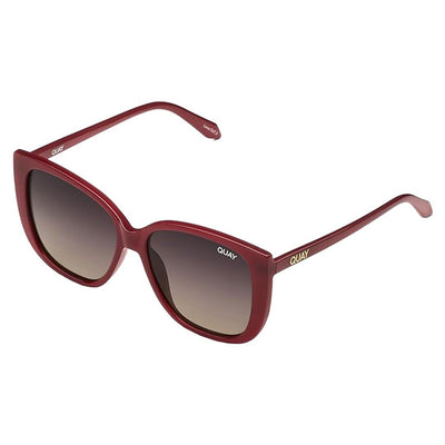 Quay Women's Ever After Oversized Square Sunglasses (Brown Frame/Smoke Taupe Polarized Lens) - 3/4 left angle