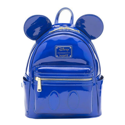 671803459731 - 707 Street Exclusive - Loungefly Disney Mickey Mouse Holographic Series Mini Backpack - Sapphire - Front