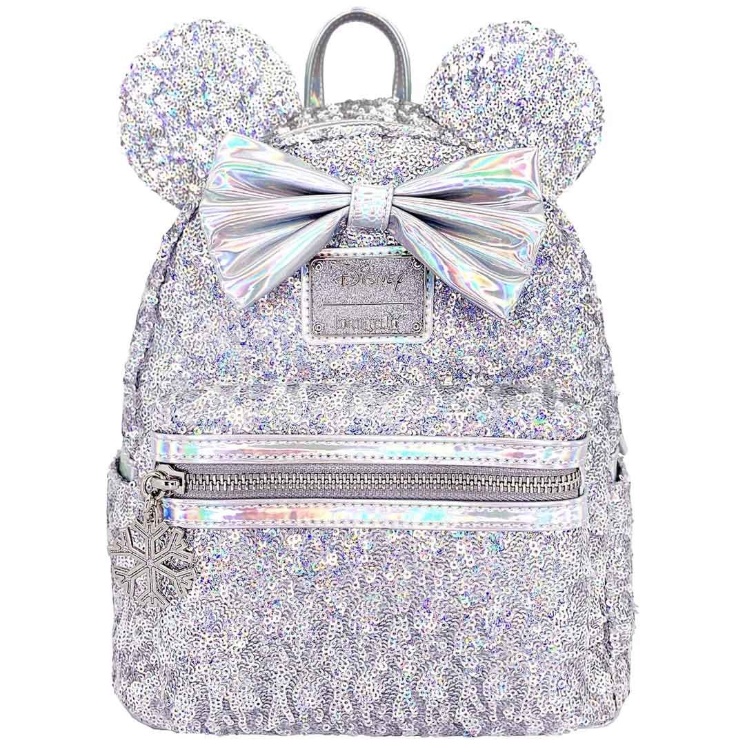 Loungefly Disney Minnie Mouse Silver Holographic Sequin Mini