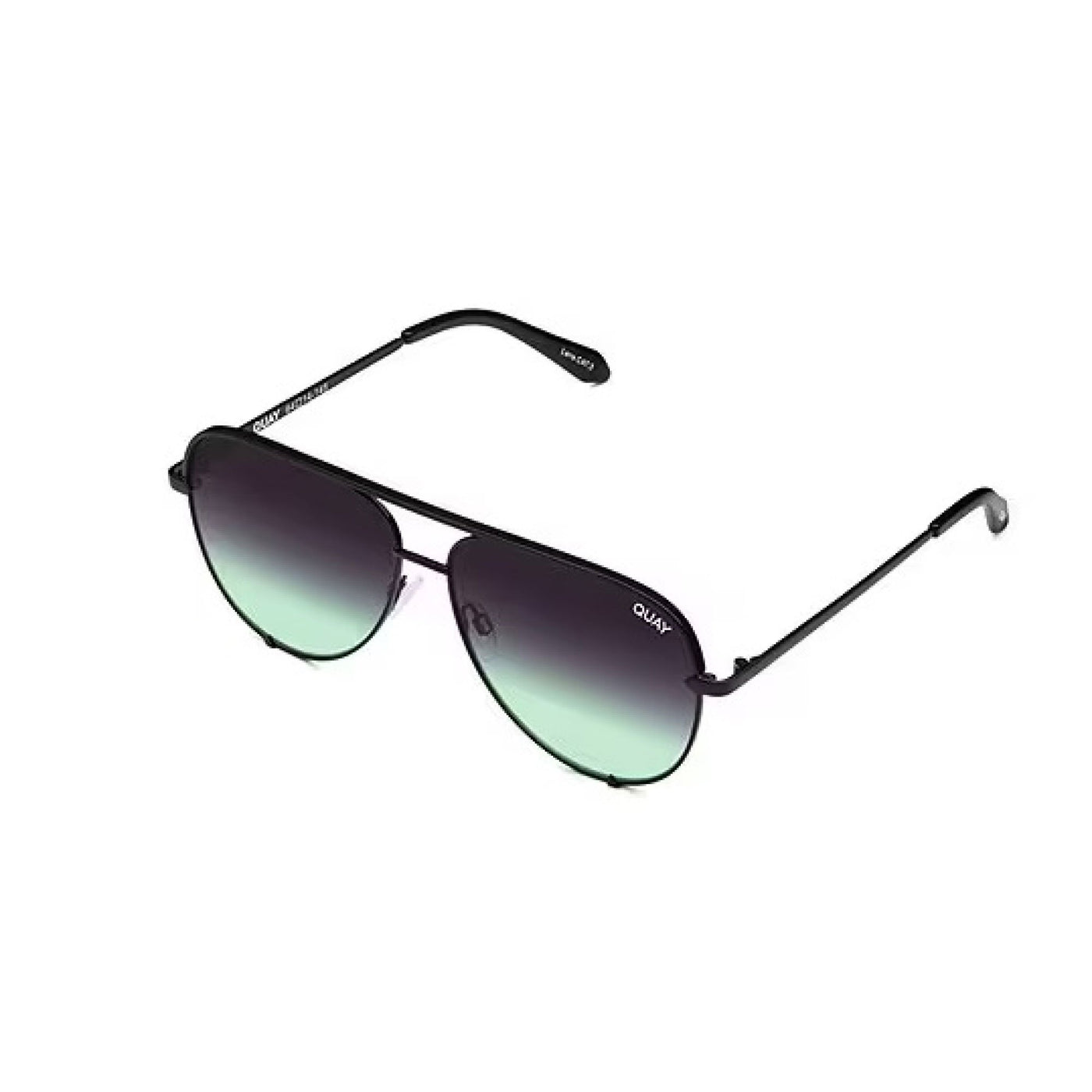 Quay Unisex High Key Mini Classic Aviator Sunglasses - Black Frame/Black Mint Fade - 3/4