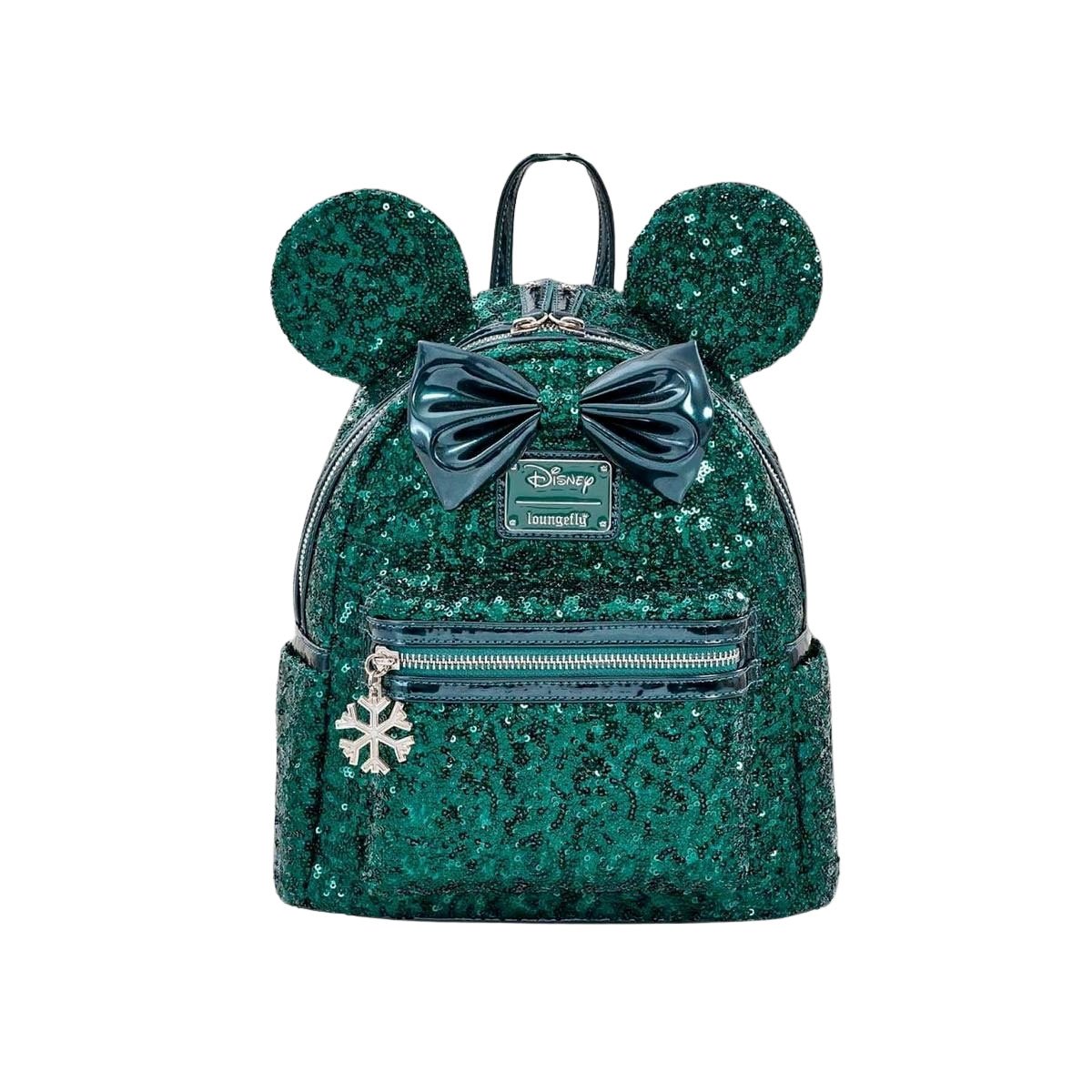 aqua sequin mini backpack Loungefly Disney Minnie Mouse Emerald Green Sequin Mini Backpack