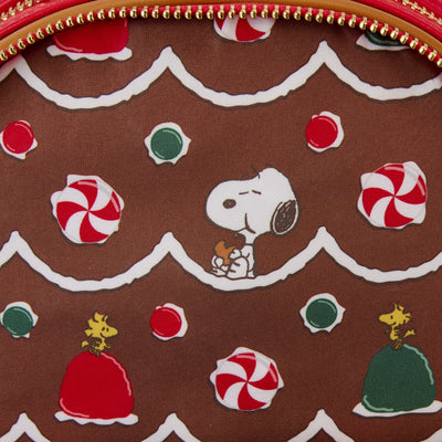Loungefly Peanuts Snoopy Gingerbread House Mini Backpack - Interior Lining