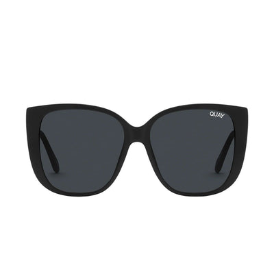Quay Women's Ever After Oversized Cat Eye Sunglasses - Matte Black Frame/Smoke Fade Lens - Front