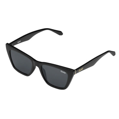 Quay Women's Call The Shots Cat Eye Sunglasses - Black Frame/Smoke Polarized Lens - Full