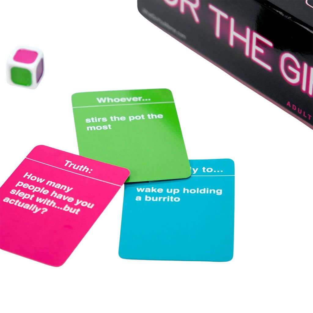 810816030142 - For the Girls by What Do You Meme Ultimate Girl's Night Card Game - Package Contents