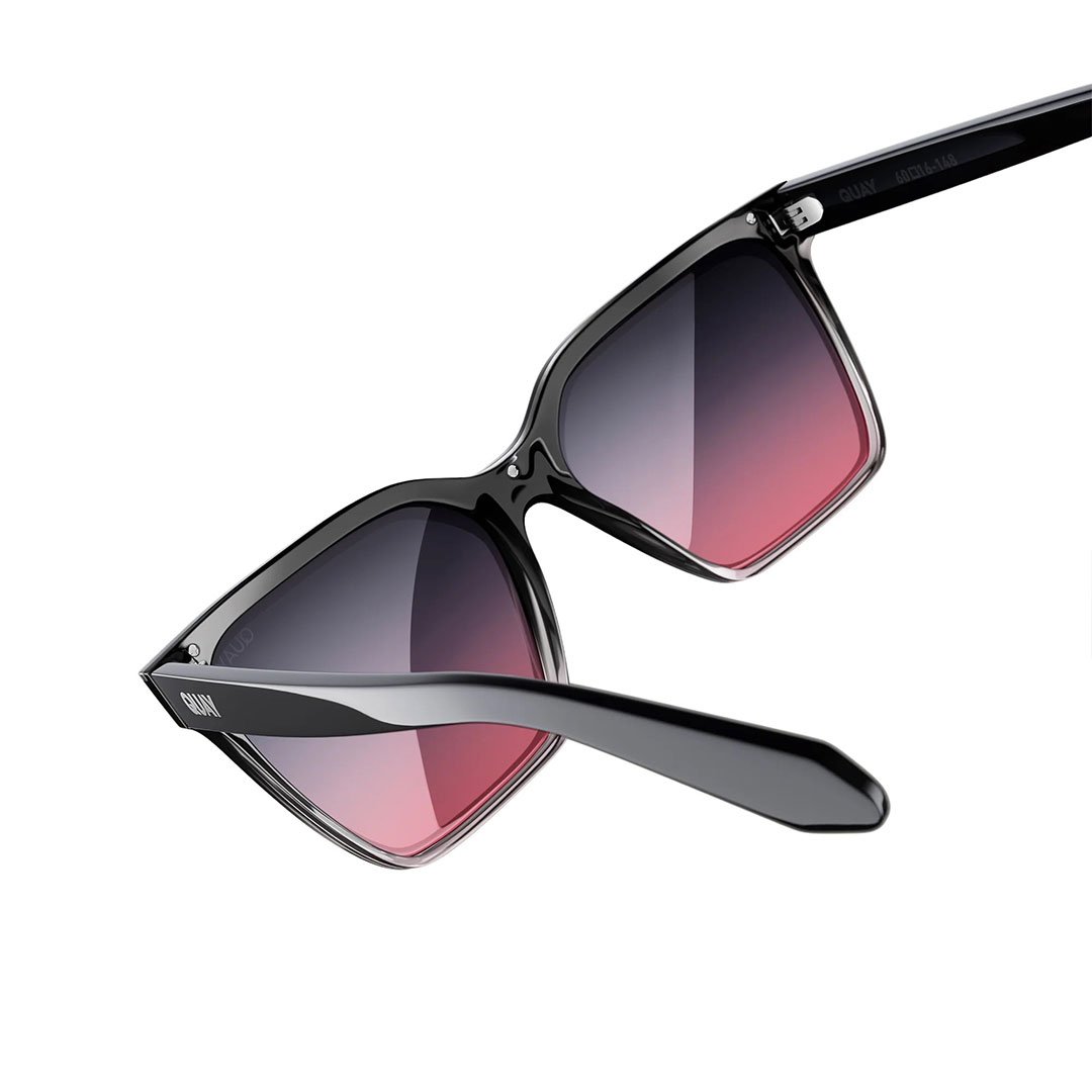 Quay Women's Level Up Square Sunglasses - Black Pink Frame/Black Pink Mirror Lens - Back