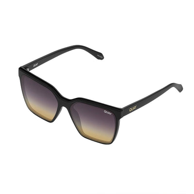 Quay Women's Level Up Square Sunglasses - Matte Black Frame / Black Gold Lens - Full