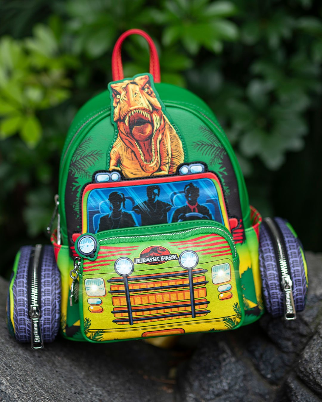 671803459151 - 707 Street Exclusive - Loungefly Jurassic Park Light Up T-Rex Escape Mini Backpack - IRL 01