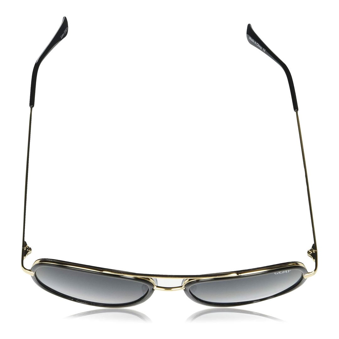 Quay Women's All In Mini Small Retro Aviator Sunglasses - Black Frame/Smoke Polarized Lens - Top