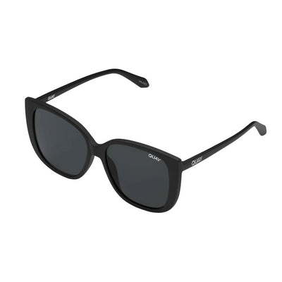 Quay Women's Ever After Oversized Cat Eye Sunglasses - Matte Black Frame/Smoke Fade Lens - Angle
