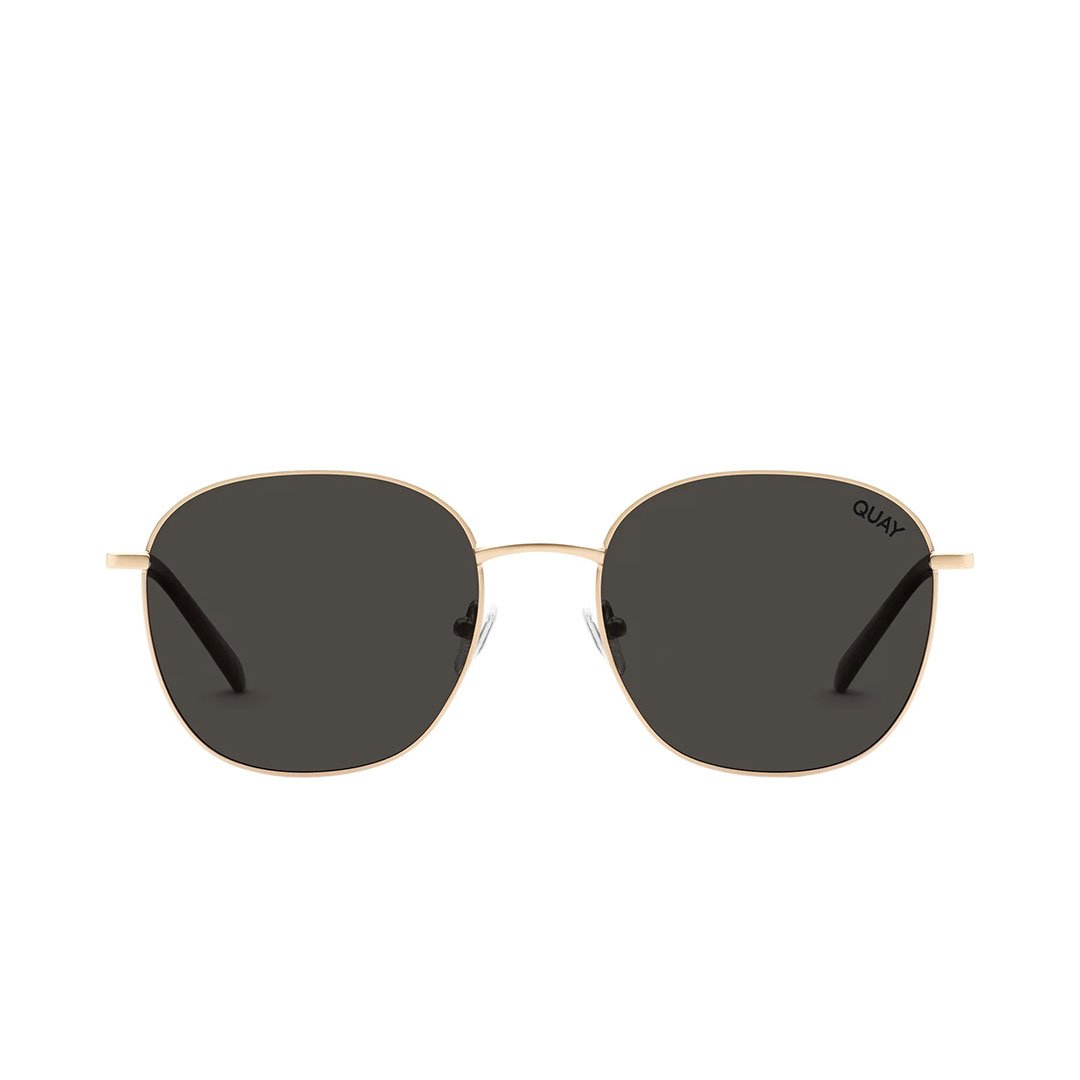 Quay Women's Jezabell Oversized Round Sunglasses - Gold Frame/Smoke Polarized Lens - Front