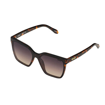 Quay Women's Level Up Square Sunglasses - Tortoise Frame/Smoke Taupe Polarized Lens - Full