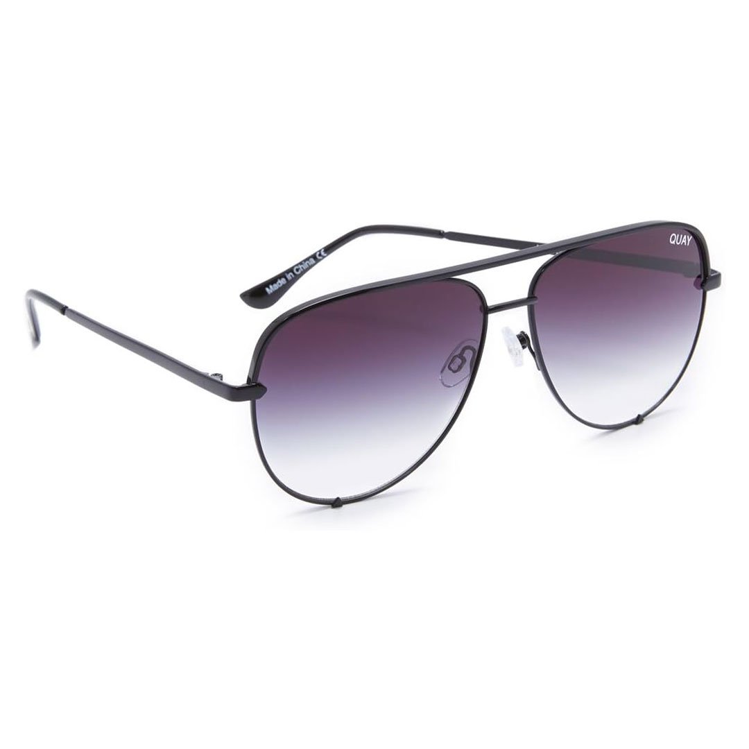 Quay Unisex High Key Classic Aviator Sunglasses - Black Frame/Fade Lens - Full