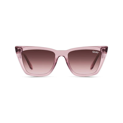 Quay Women's Call The Shots Cat Eye Sunglasses Berry Frame/Brown Pink Lens - front view