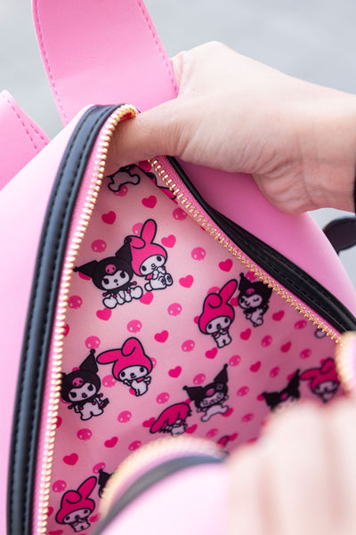 Loungefly Sanrio My Melody Kuromi Double Pocket Mini Backpack - IRL Interior Lining