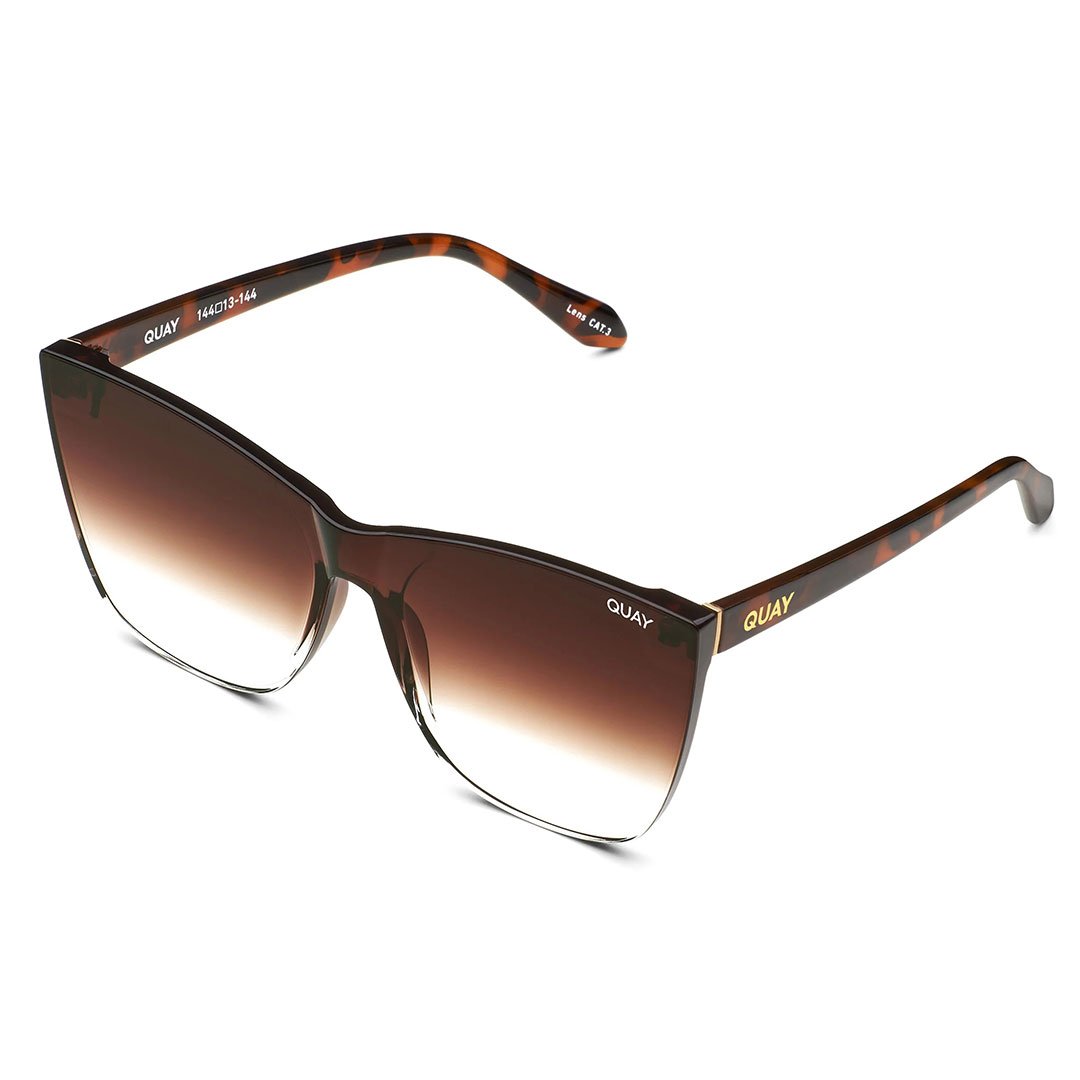 Quay Women's Come Thru Oversized Cat Eye Sunglasses - Tortoise Frame/Brown Fade Lens - Full