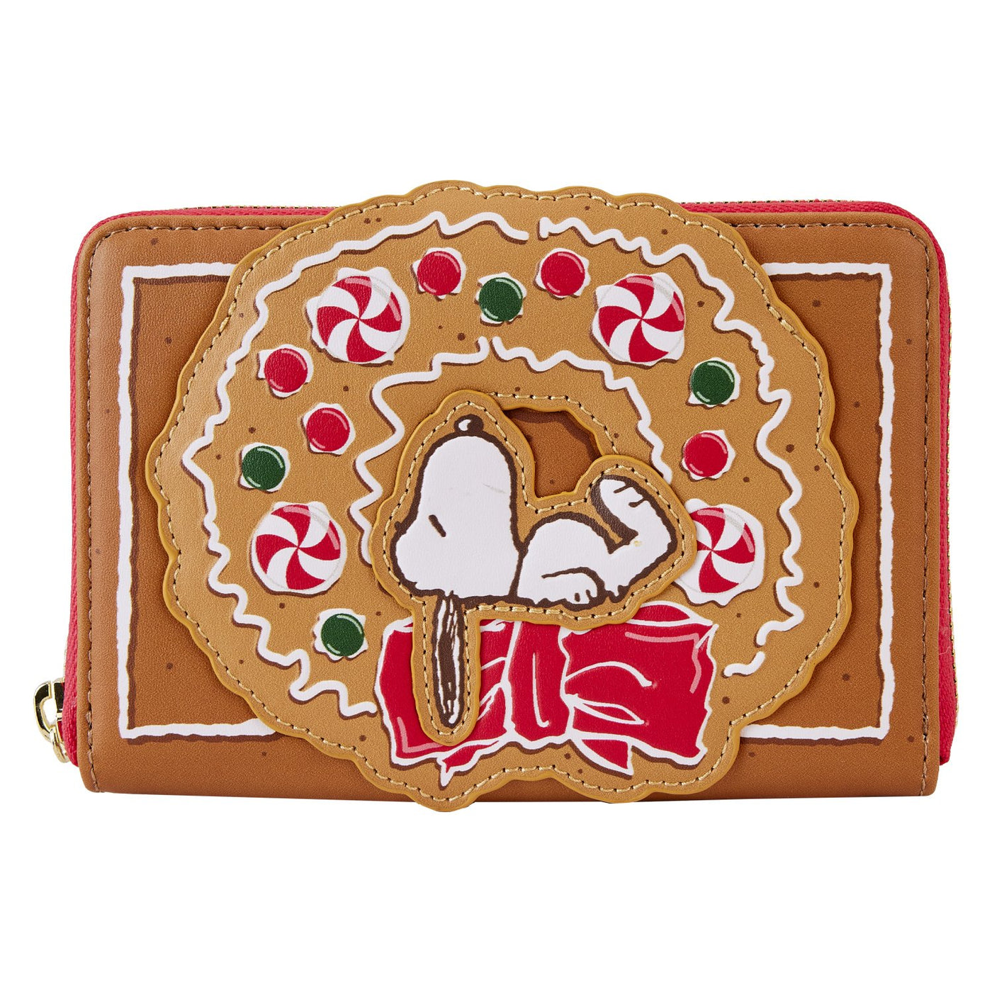 Loungefly Peanuts Snoopy Gingerbread Wreath Zip-Around Wallet - Front
