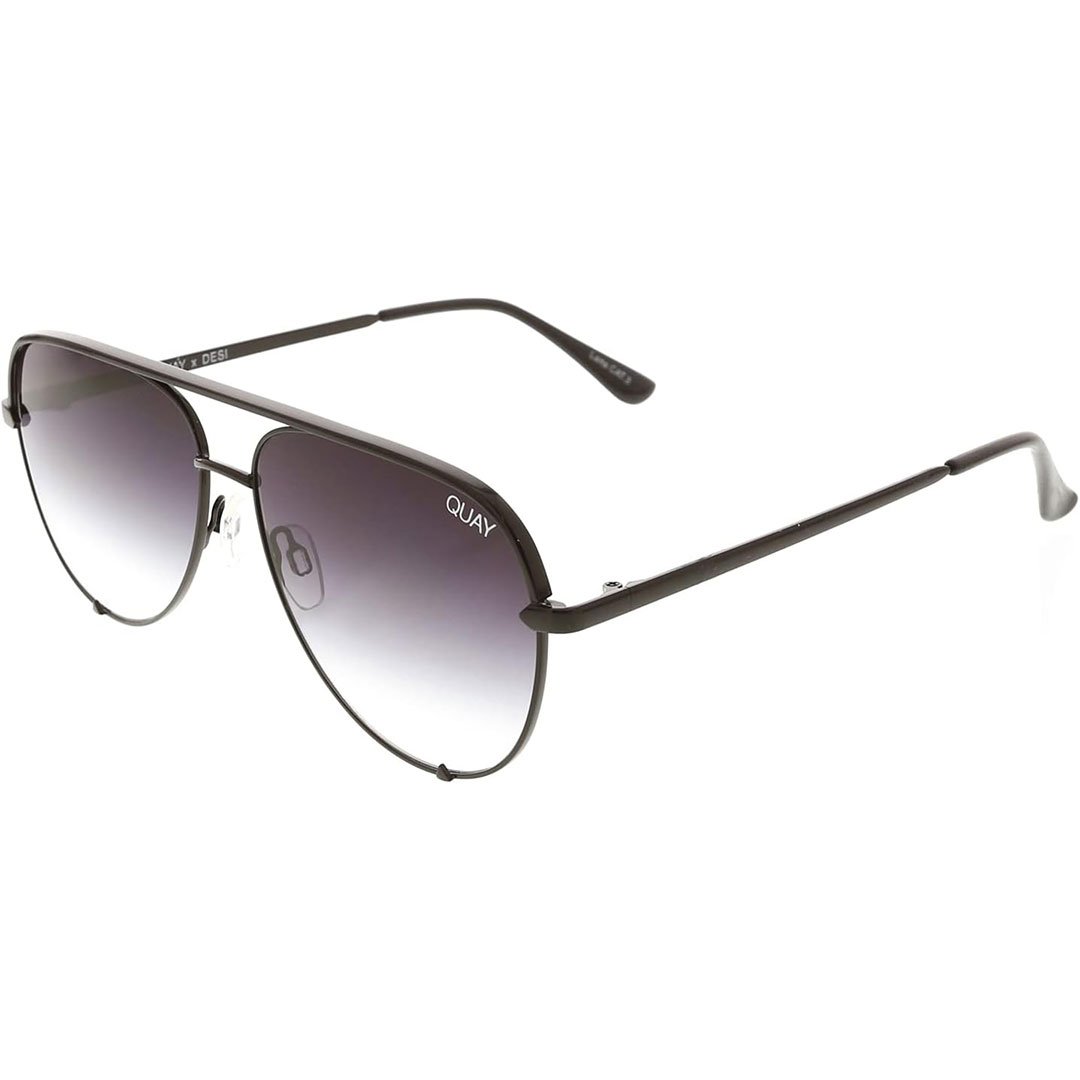 Quay Unisex High Key Mini Classic Aviator Sunglasses - Black Frame/Fade Lens - Full