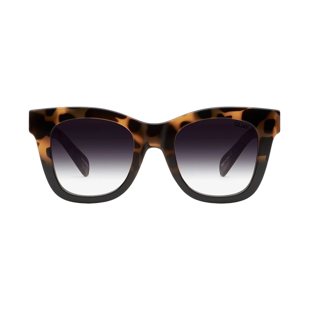 Quay Women's After Hours Full-Coverage Square Sunglasses - Tortoise Black Frame/Black Fade Lens - Front