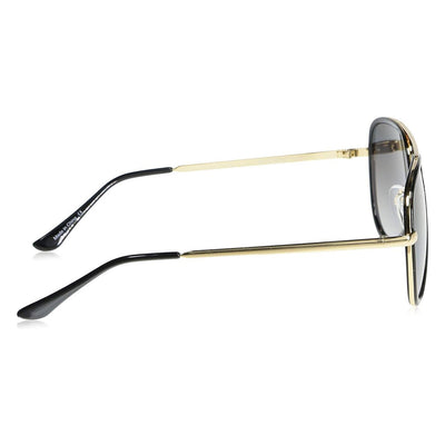 Quay Women's All In Mini Small Retro Aviator Sunglasses - Black Frame/Smoke Polarized Lens - Side