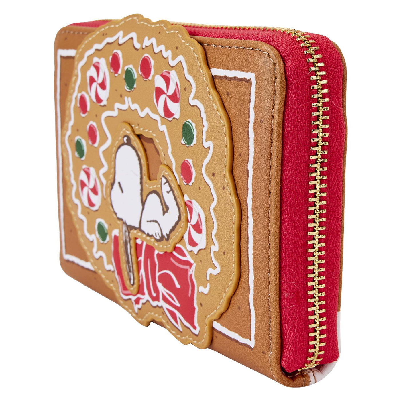 Loungefly Peanuts Snoopy Gingerbread Wreath Zip-Around Wallet - Side View