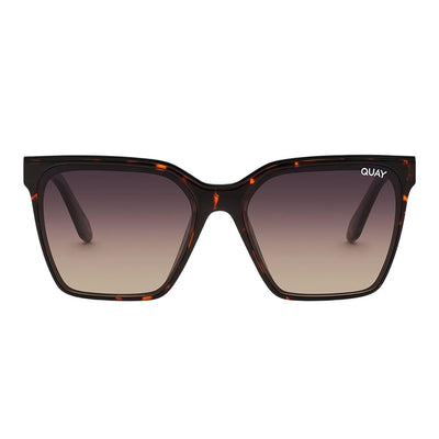 Quay Women's Level Up Square Sunglasses - Tortoise Frame/Smoke Taupe Polarized Lens - Front