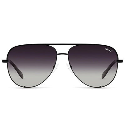 Quay Unisex High Key Classic Aviator Sunglasses - Black Frame/Fade Polarized Lens - Front