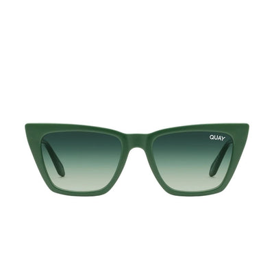 Quay Women's Call The Shots Cat Eye Sunglasses Monstera Frame/Green Lens - front view