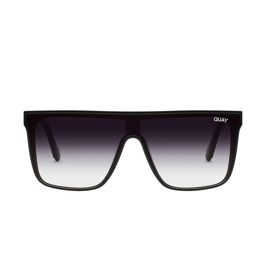 Quay Women's Nightfall Flat Top Shield Sunglasses - Black Frame/Fade Lens - Front