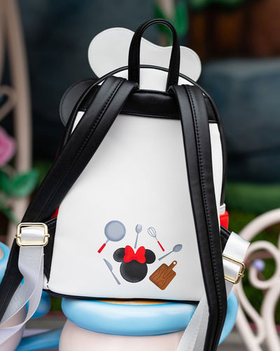 Loungefly Disney Chef Minnie Cosplay Mini Backpack - 707 Street Exclusive - Minnie Mouse Loungefly on Tea Table Backside