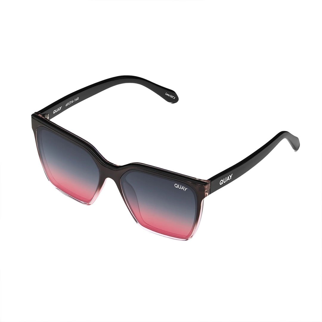Quay Women's Level Up Square Sunglasses - Black Pink Frame/Black Pink Mirror Lens - Full