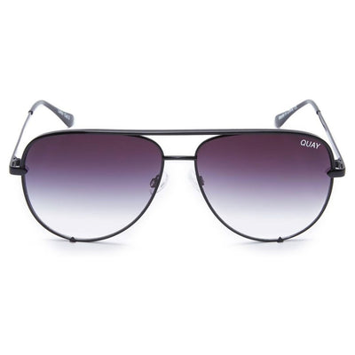 Quay Unisex High Key Classic Aviator Sunglasses - Black Frame/Fade Lens - Front